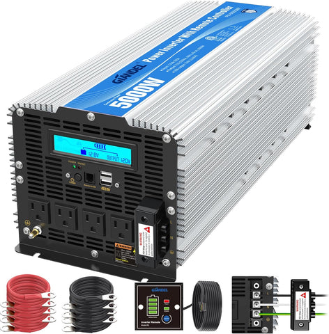 5000Watt Heavy Duty Modified Sine Wave Power Inverter Approved by CETL Converts DC 12v to AC 120v