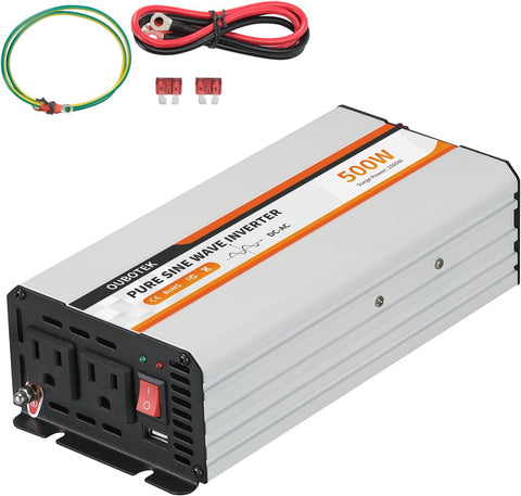 500W, DC 12V to 120V AC Converter for Vehicles Car, Pure Sine Wave Charger Adapter