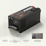 3000W Pure Sine Wave Inverter Charger, 12V DC to 110V - 120V AC, 9000W Peak Power, 5A - 45A Adjustable Current